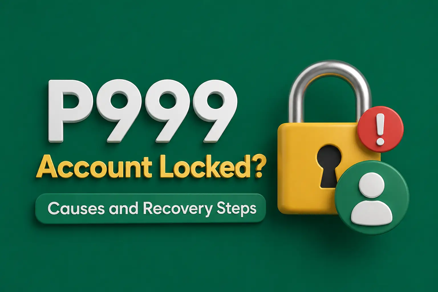 Account locked A large padlock beside an account avatar, both marked with red alert badges