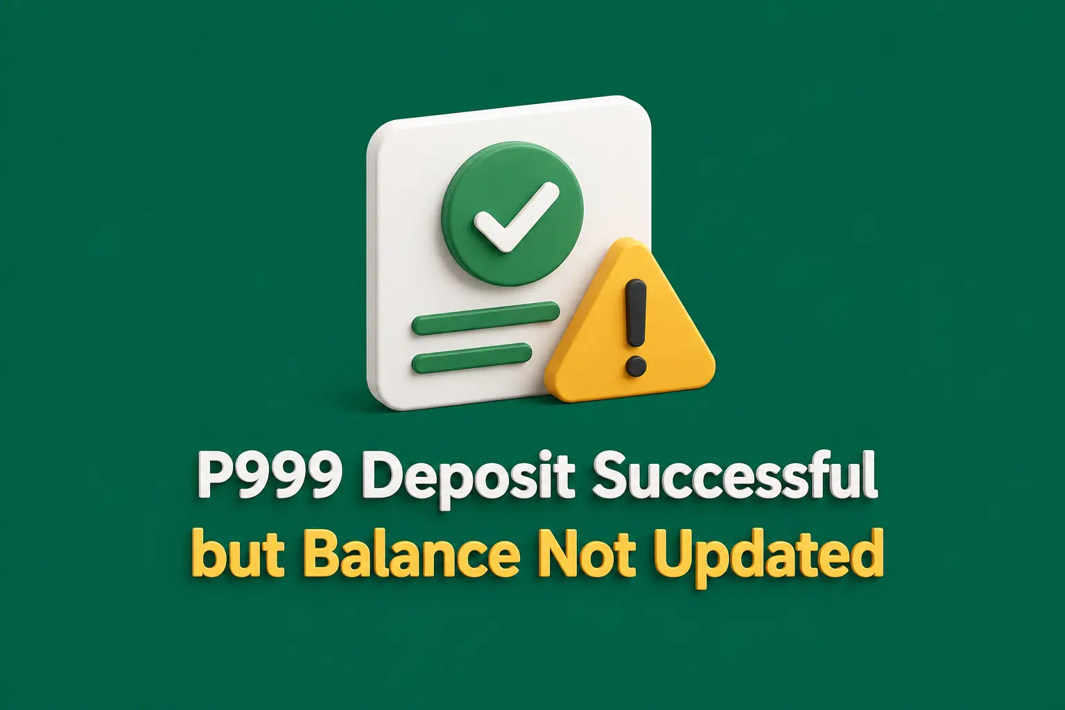 Deposit not credited A receipt card marked with a green check beside an amber warning triangle
